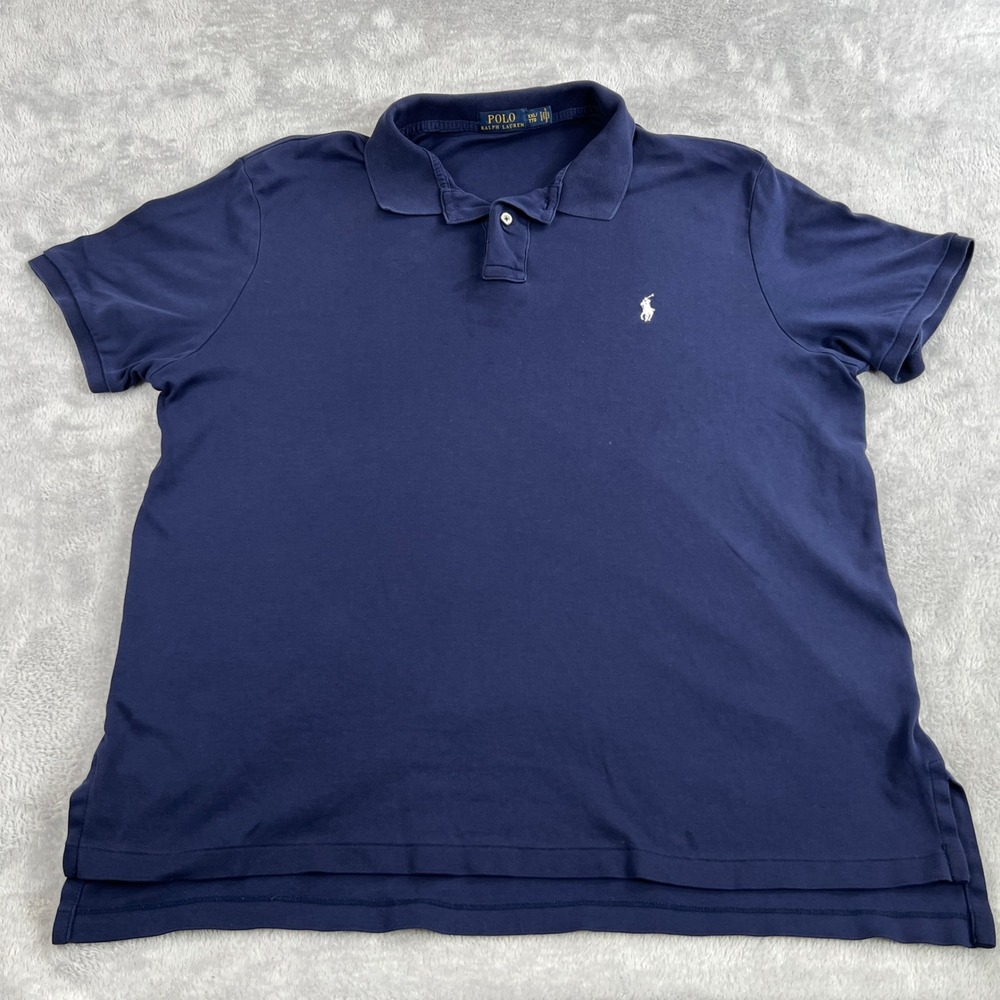 Polo Ralph Lauren Classic Pony Polo 2XL Navy Blue Mens Short Sleeve Preppy
